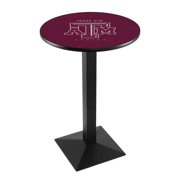 42" Blk Wrinkle Texas A&M Pub Table, 36" dia. Top