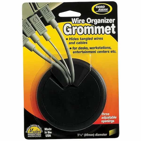 Grommet, Desk, 3 1/8 In Dia, 1 1/8 In H, Blk