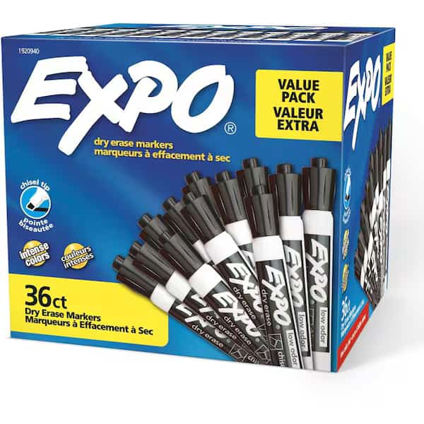 Dry Erase Marker,Chisel Tip,Black,PK36, Mfr#: 1920940, EXPO
