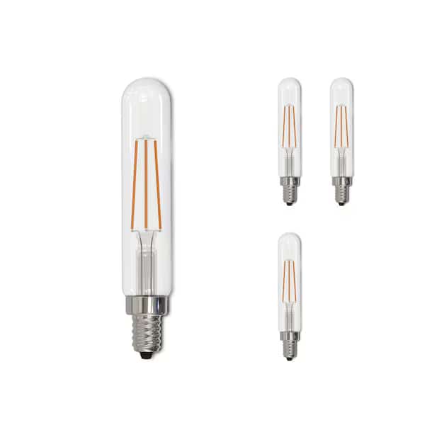 LED Filament 4.5w Dimmable T8 Bulb Candelabra (E12) Base - 3000K Soft White, 450 Lumens, 4PK