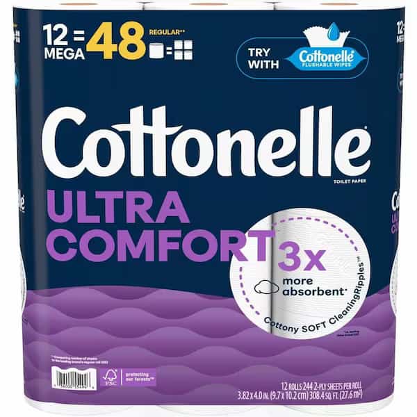 Cottonelle Ultra ComfortCare Toilet Paper 12 Rolls 244 sheet 4 in.