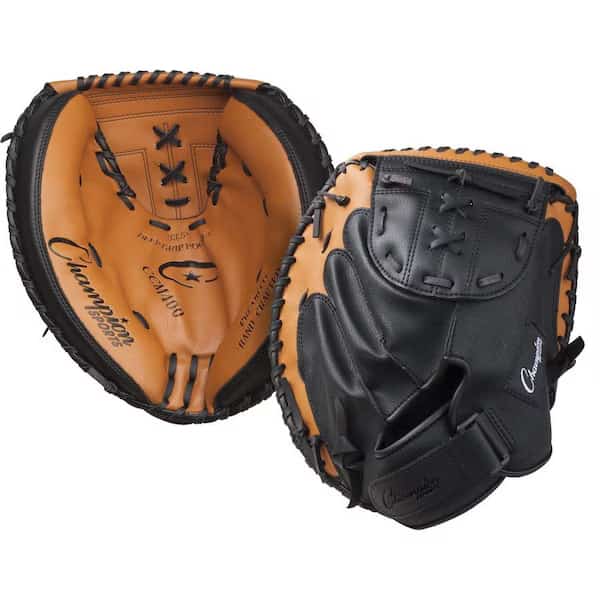 Catcher's Mitt, Synthetic, Black; Brown