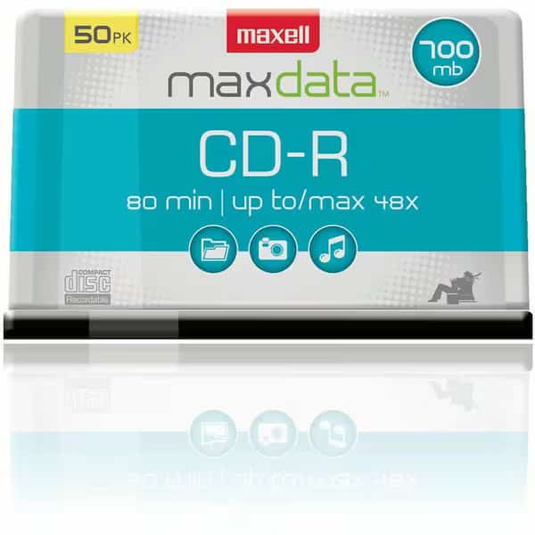 Maxell CD Recordable Media, MAX648250, CD-R Media, 48x Speed, 700 MB Capcity