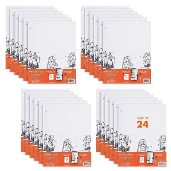 Case of Whitelines Engineering Graph Ruled Pads, Gray Paper, 11" x 8.5" 80 Sheets, 3 Hole Punched, PK24