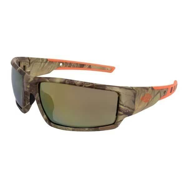 Safety Glasses, Wraparound Gold Mirror Polycarbonate Lens, Scratch-Resistant, , PR