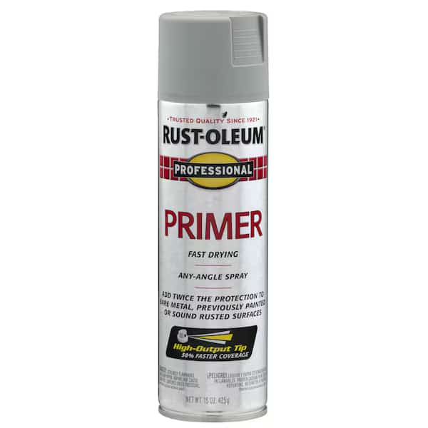 Spray Primer, Rust Preventative, Gray, Exterior/Interior, General Purpose, Solvent, 15 oz