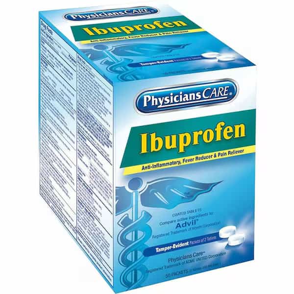 PhysiciansCare Ibuprofen  Medication, 50 Doses of Two Tablets, 200mg