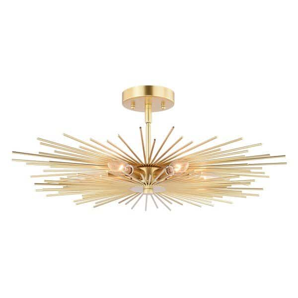 Nikko 24-in W Gold Mid-Century Modern Semi Flush Mount Ceiling Light