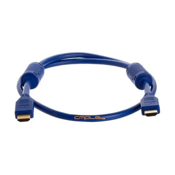 28AWG HDMI Cable with Ferrite Cores - Blue - 3FT