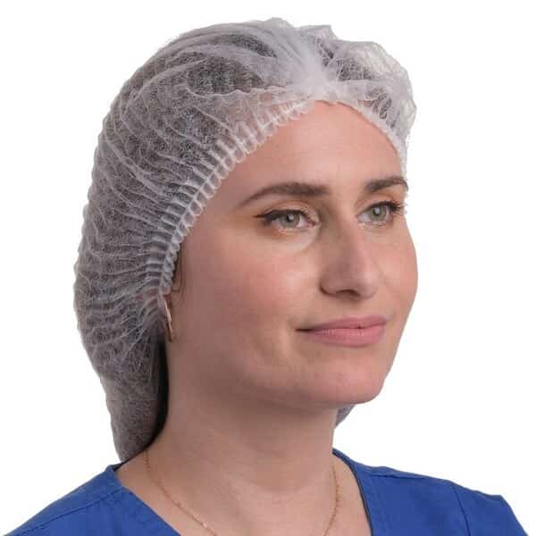 Bouffant Cap 21", Pleated, White, PK1000