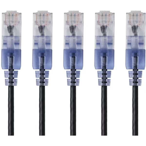 Slim Cat6A Cable,5 Pack,3 ft.Black, Mfr#: 15129, MONOPRICE