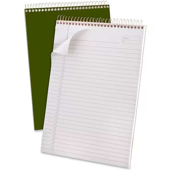 Esselte  Gold Fibre Notebook, 8-1/2" x 11-3/4", Wide Ruled, Green Cover, 70 Sheets/Pad