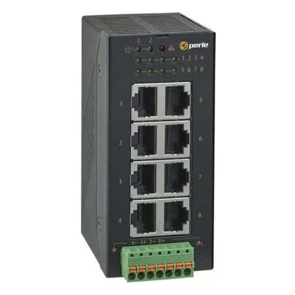 Industrial Gigabit Switch with 8 x 10/100/1000Mbps RJ45 Ethernet ports. -10 to 60C operating temp.