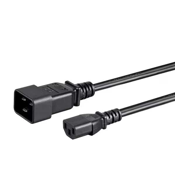Power Cord - IEC 60320 C20 to IEC 60320 C13_ 14AWG_ 15A_ 3-Prong_ SJT_