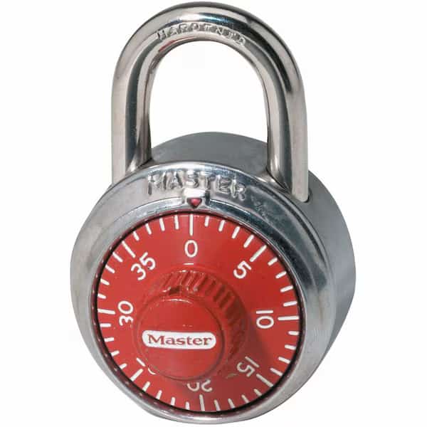 Combination Padlock, Center, Red/Silver