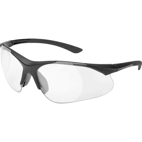 Safety Reading Glasses, Scratch-Resistant, Black Half-Frame, Clear Lens, +2.0 Diopter