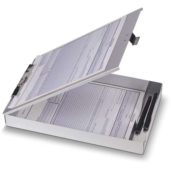 Officemate Aluminum Storage Clipboard, Top Opening, 8-1/2" x 12", Silver