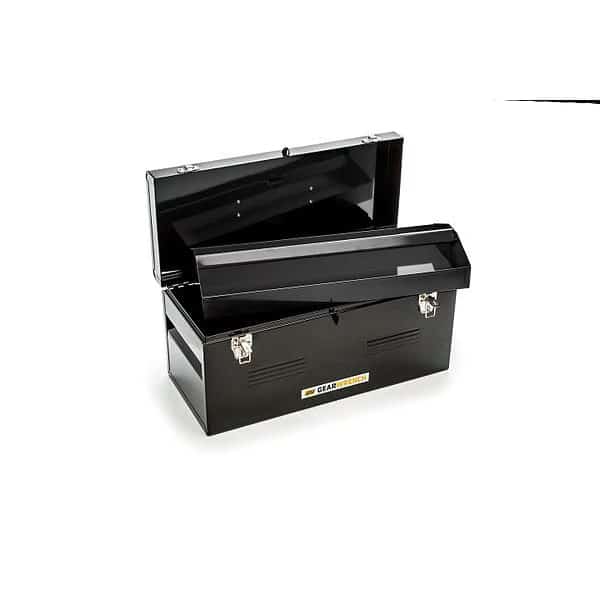 Tool Box, Steel, Black, 19 in W x 6 in D x 6-1/2 in H