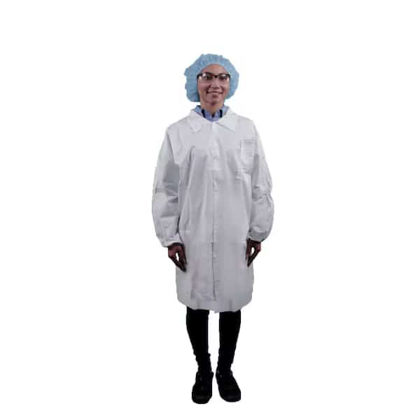 Microporous Lab Coat, Snaps Closure, White, XL, 30 PK