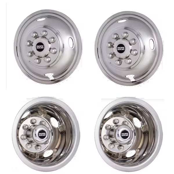 Fits 17" - 8 Lug, 4 Vent Holes Wheel, Polished, Stainless Steel, Set Of 4