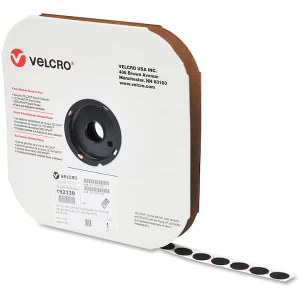 Reclosable Fastener, Disc, Acrylic Adhesive, 3/4 in, Black, 1028 PK