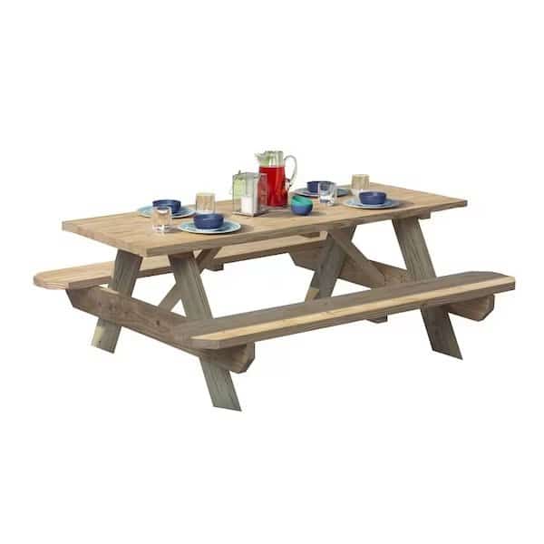 UFP Picnic Table, 2712 in W, 6 ft H, Pine Table, Southern Yellow Table