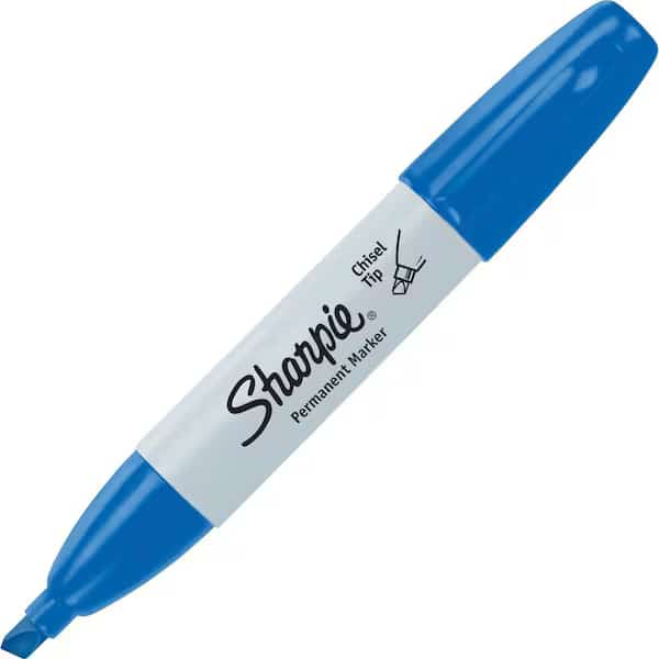 Permanent Marker, Blue, Chisel Tip, Capped, 12 PK