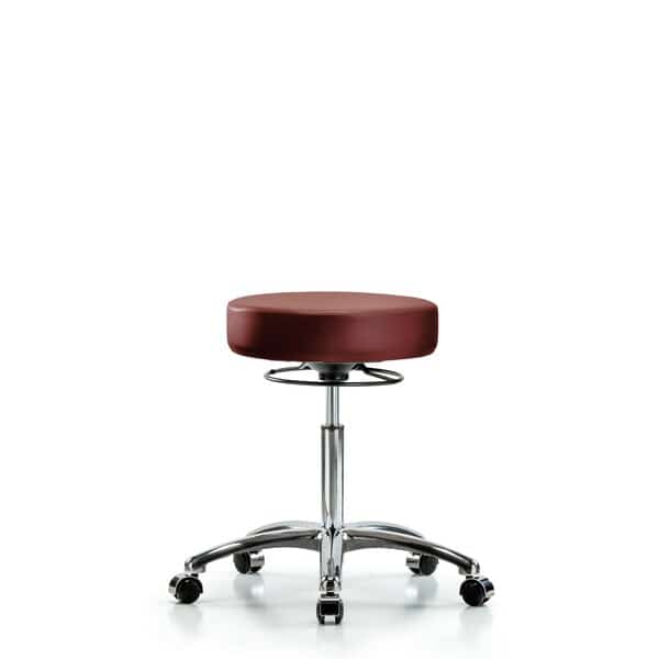 Vinyl Stool, Chrome, Med Bench, Casters, Taupe