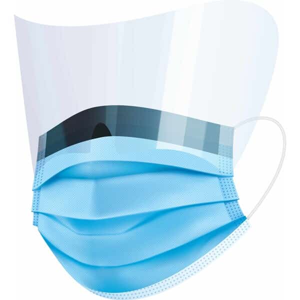 Level 3 Blue Disposable Procedural Face Mask with AntiFog Shield Blue