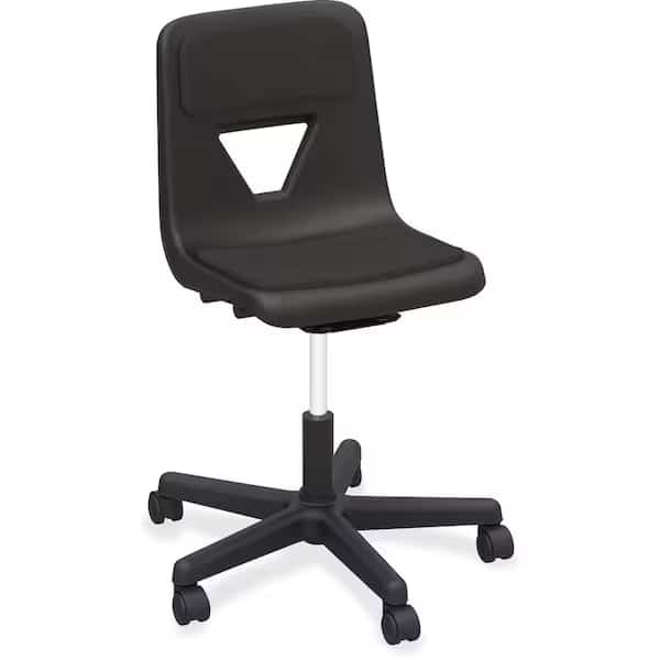 Lorell Classroom Adjustable Height Mobile Task Chair - Polypropylene with Padded Seat - Black