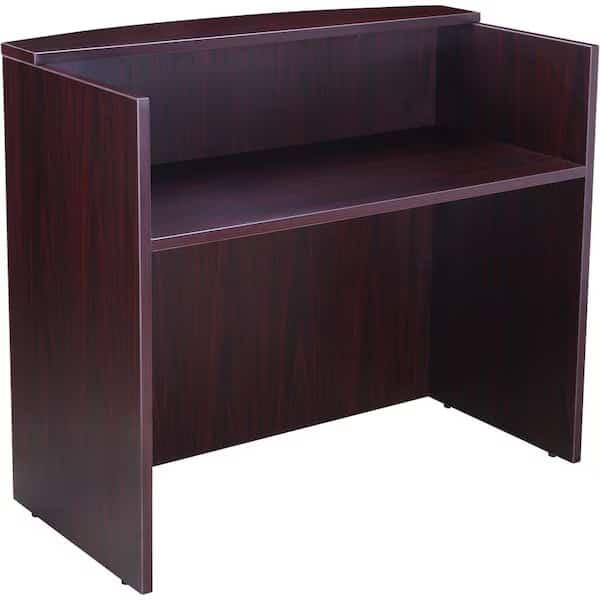 Reception Desk, 71W X 30/36D X 42H, Mahogany, BOSS, Mfr# N169-M