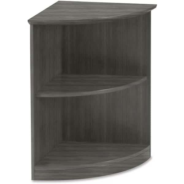 Safco Medina Series Quarter-Round Corner 2 Shelf Bookcase Gray Steel
