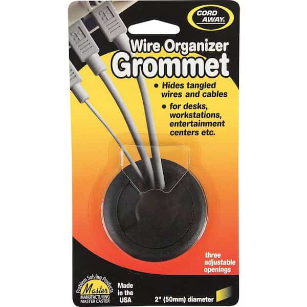Grommet, Desk, 2 In Dia, 1 1/8 In H, Blk