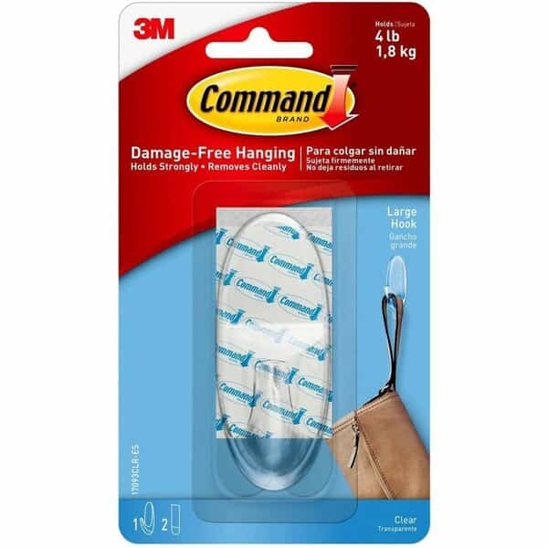 Hook, Clear, Plastic, 1 in D, 3 in H