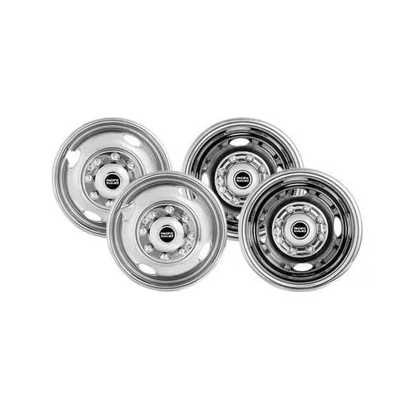 Fits 16" - 8 Lug, 4 Vent Holes Wheel, Automatic Locking Hub, Polished, Stainless Steel