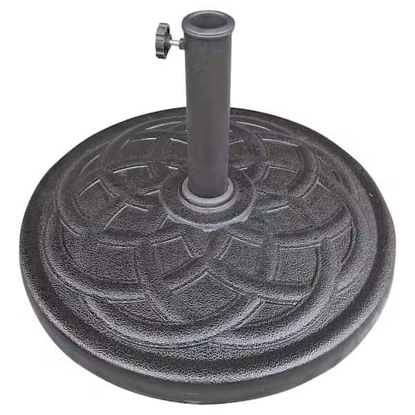 Seasonal Trends 69330 Umbrella Base, 21.65 in Dia, 21.65 in L, 13.2 in H, Resin/Steel/Plastic, Black
