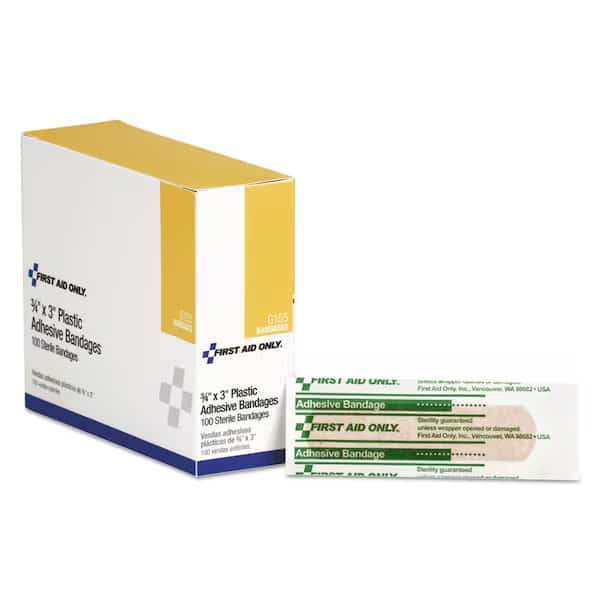 Plastic Adhesive Bandages, 3 x 0.75, PK100