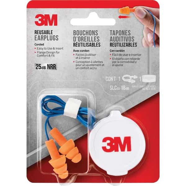 3M 25 dB PVC Earplugs Blue/Orange 1 pk