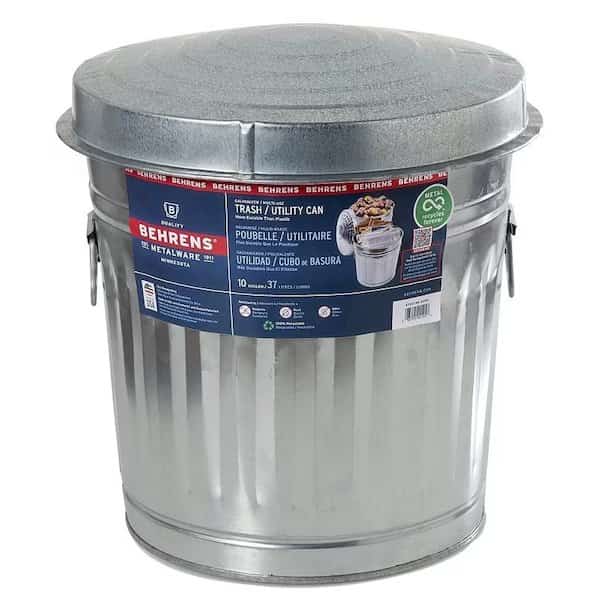 Trash Can, 10 gal Capacity, Steel