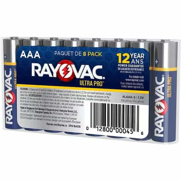 UltraPro AAA Alkaline Battery, 1.5V DC, 8 Pack