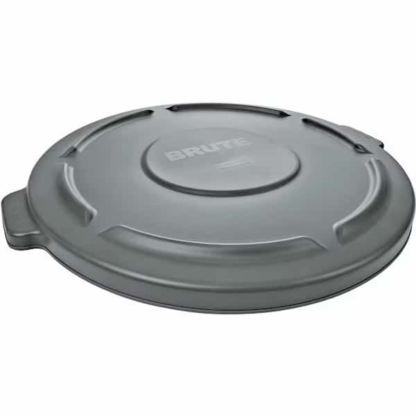 10 gal Flat Trash Can Lid, 16 in W/Dia, Gray, Resin, 0 Openings