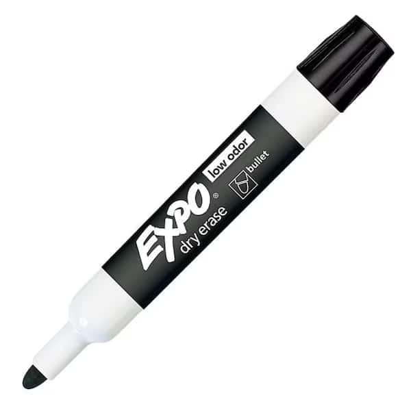 Expo Dry Erase Markers, Bullet Tip, Black, PK12