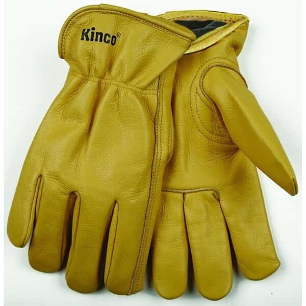 Driver Gloves, Men's, M, 1012 in L, Keystone Thumb, EasyOn Cuff, Cowhide Leather, Gold