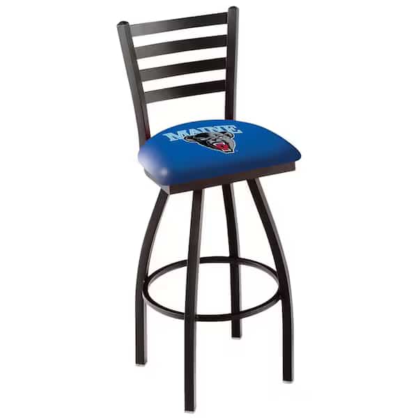 25" Blk Wrinkle Maine Swivel Bar Stool, Ladder Back