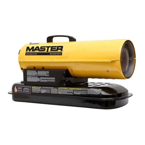 Portable Oil and Kerosene Torpedo Heater, 75,000 BtuH, Diesel, Kerosene, 240 cfm, 5 gal