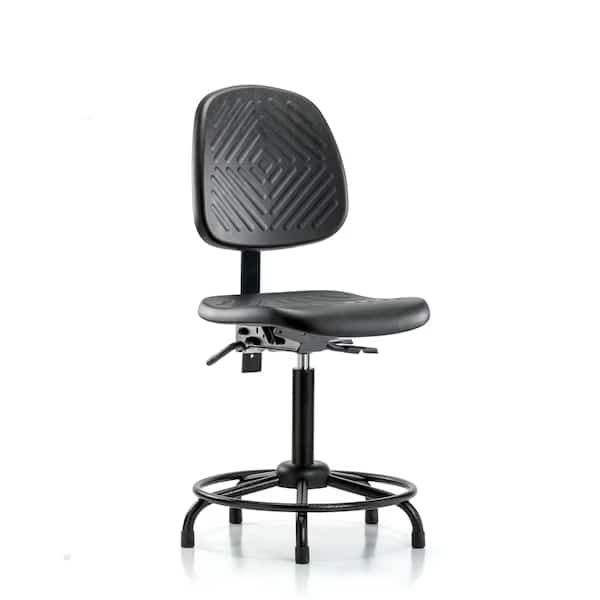 Benchch Chair, Poly, Med, Bk, RT, Glides, Polyurethane, Black; Blue, 19-1/2" to 27-1/2" Seat Height
