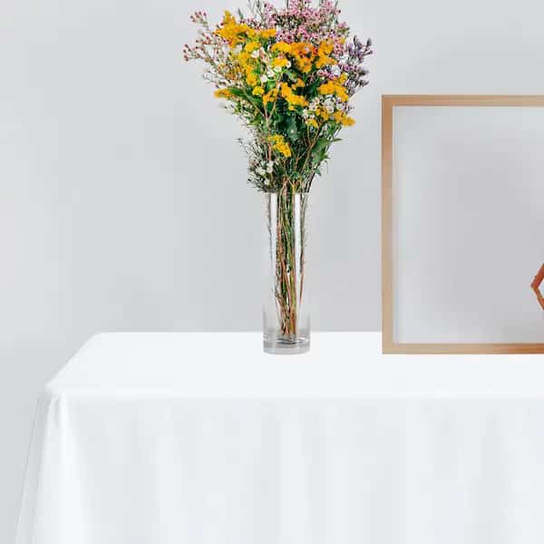 50" x 108" White Rectangular Linen-Like Tablecloths (12 Tablecloth), 12PK