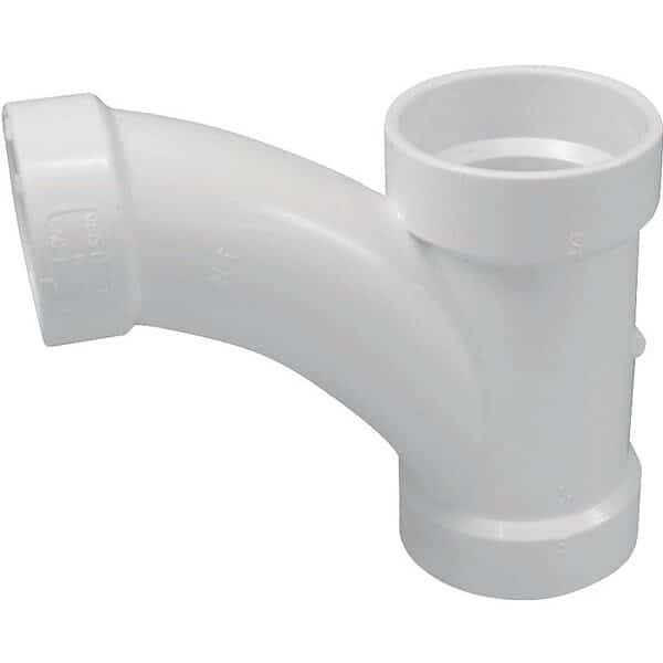 CANPLAS Reducing Combination Tee Pipe Wye, 3 x 3 x 2 in, Hub, PVC, White, SCH 40 Schedule