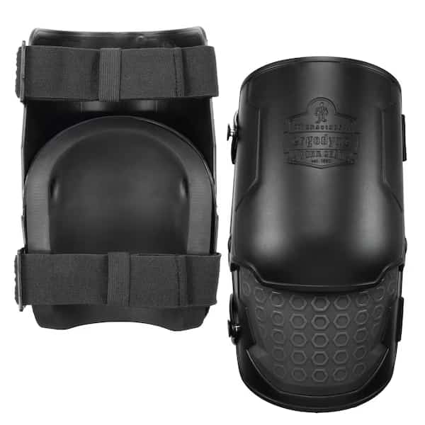 Knee Pad, Foam Pad, Rubber Cap, 2 Straps, Black