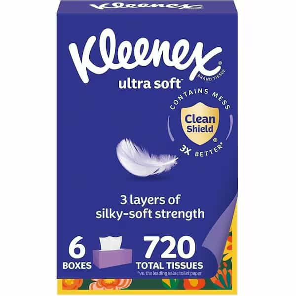 Kleenex Ultra Soft 120 ct Facial Tissue, PK4